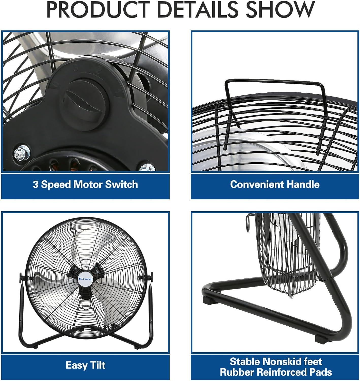 BILT HARD 13000 CFM 30″ High Velocity Drum Fan, 2-Speed Heavy Duty ...