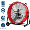 imageBILT HARD 24quot 8100 CFM High Velocity Industrial Drum Fan 3Speed Heavy Duty Metal Shop Fan for Warehouse Workshops Garage Factory and BasementRed