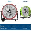 imageBILT HARD 24quot 8100 CFM High Velocity Industrial Drum Fan 3Speed Heavy Duty Metal Shop Fan for Warehouse Workshops Garage Factory and BasementRed