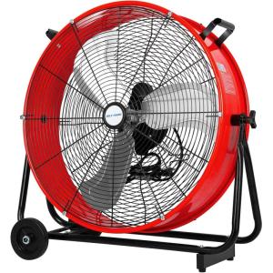 imageBILT HARD 24quot 8100 CFM High Velocity Industrial Drum Fan 3Speed Heavy Duty Metal Shop Fan for Warehouse Workshops Garage Factory and BasementRed