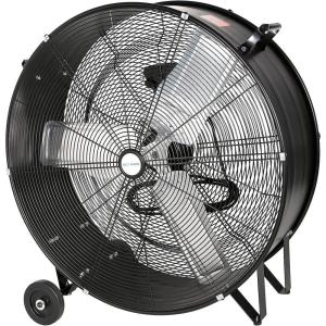 imageBILT HARD 24quot Industrial Drum Fan With DC Motor Ultra Quiet 7800 CFM Heavy Duty Tilt Metal Drum Fan for Garage Warehouse Workshops Factory and Basement UL Safety ListedBlack