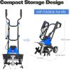 imageBILT HARD 14quot 10Amp Electric Garden Tiller  4 Steel Tines Tiller Cultivator with Foldable Handle ampamp Adjustable Wheels for Soil Cultivation Weeding Portable Gardening14 Inch  10 Amp