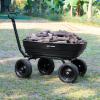 imageBILT HARD 1200 lbs Poly Garden Dump Cart with No Flat Tires Quick Release 2in1 Convertible Handle 7 Cu Ft Dump Wagon Heavy Duty for Yard Outdoor1200 Lbs with Flat Free Tires