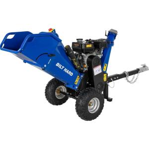 imageBILT HARD 4Inch 212cc 7HP Gas Powered Drum Wood Chipper with 2 Coupler Tow Hitch Towable Wood Chipper Leaf Branch Shredder Mulcher with Towbar Emergency Stop Button
