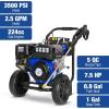 image:imageBILT HARD 3500 PSI 25 GPM Gas Power Pressure Washer 224cc 4Cycle Engine Heavy Duty Gas Pressure Washer with Spray Gun and Wand 5 Quick Connect Nozzle Tips 3525 Hose 49State