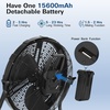 image:imageBILT HARD 12 Rechargeable Battery Operated Outdoor Floor Fan 15600mAh Battery Powered High Velocity Portable Fan with Metal Blade USB Output for Camping Travel Backyard Run All Day12 inch Battery Fan with Misting