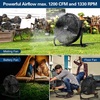 image:imageBILT HARD 12 Rechargeable Battery Operated Outdoor Floor Fan 15600mAh Battery Powered High Velocity Portable Fan with Metal Blade USB Output for Camping Travel Backyard Run All Day12 inch Battery Fan with Misting