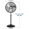 image:imageBILT HARD 3850 CFM 18 High Velocity Pedestal Oscillating Fan 3Speed Industrial Standing Fan with Aluminum Blades Heavy Duty Metal Shop Fan for Commercial Residential and Garage 2 Pack20 inch