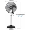 image:imageBILT HARD 3850 CFM 18 High Velocity Pedestal Oscillating Fan 3Speed Industrial Standing Fan with Aluminum Blades Heavy Duty Metal Shop Fan for Commercial Residential and Garage 2 Pack18 inch