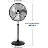 image:imageBILT HARD 3850 CFM 18 High Velocity Pedestal Oscillating Fan 3Speed Industrial Standing Fan with Aluminum Blades Heavy Duty Metal Shop Fan for Commercial Residential and Garage 2 Pack20 in